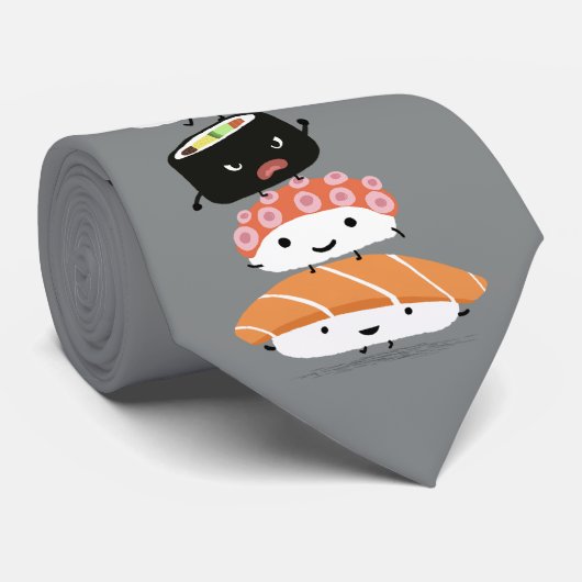Kawaii Niedlich Sashimi Sushi Characters | Sushi-K Krawatte (Gerollt)