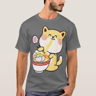 Kawaii Niedlich Shiba Inu Eating Ramen T-Shirt