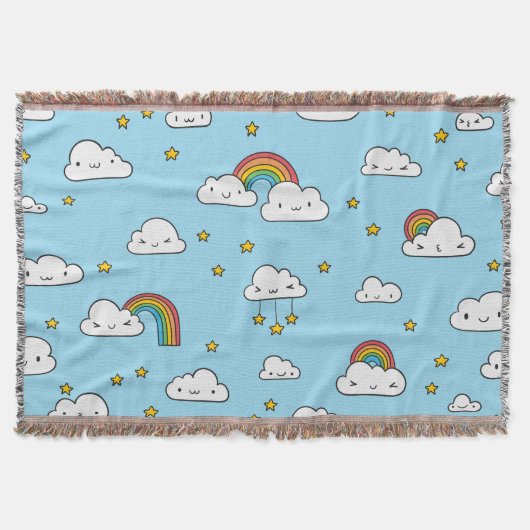 Kawaii Niedlich Stars Wolken und Regenbogen Decke (Vorderseite)