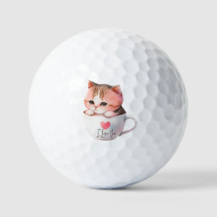 Kawaii Niedlich Striped Pink Chibi Cat Golfball