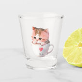 Kawaii Niedlich Striped Pink Chibi Cat Schnapsglas (Vorderseite)