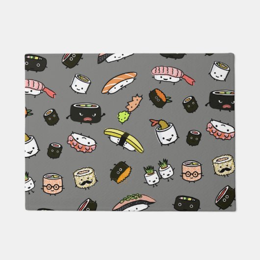 Kawaii Niedlich Sushi Characters Pattern Fußmatte (Vorderseite)
