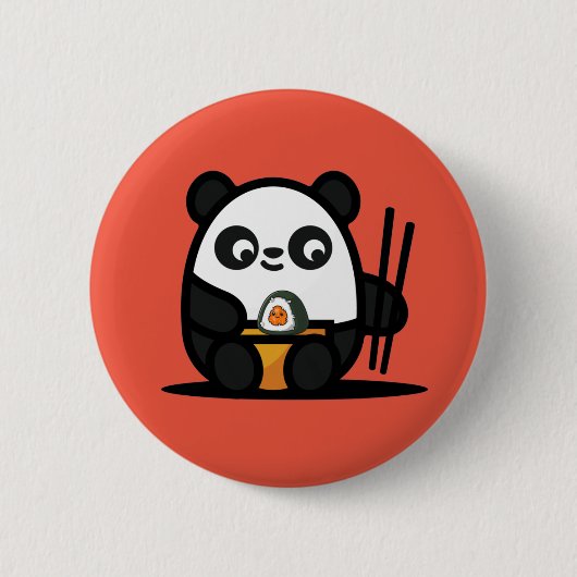 Kawaii Niedlich Sushi Panda Button (Vorderseite)