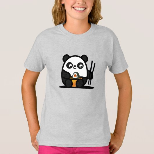 Kawaii Niedlich Sushi Panda T - Shirt (Vorderseite)