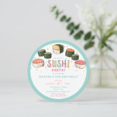 Kawaii Niedlich Sushi Party Girl Birthday Einladung (Stehend Vorderseite)