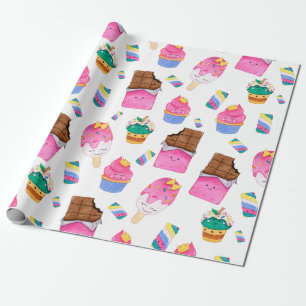 Kawaii Niedlich Watercolor Pastell Candy Süßigke Geschenkpapier