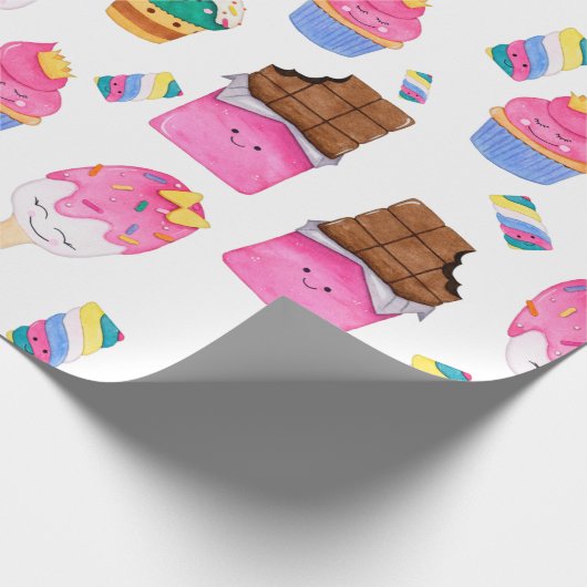 Kawaii Niedlich Watercolor Pastell Candy Süßigkeit Geschenkpapier (Ecke)