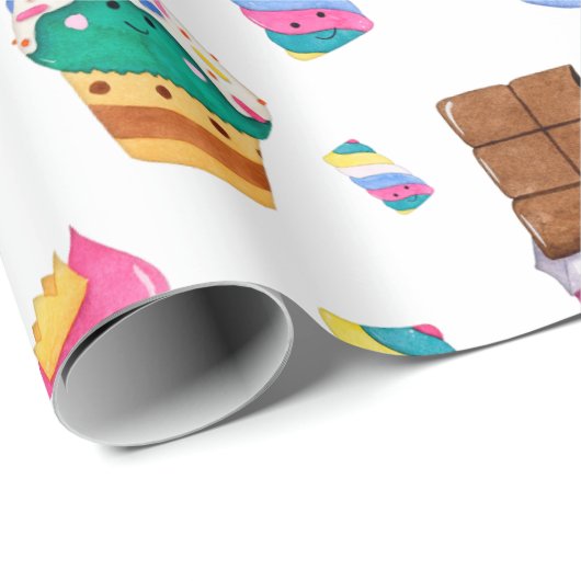 Kawaii Niedlich Watercolor Pastell Candy Süßigkeit Geschenkpapier (Rolleneckpunkt)