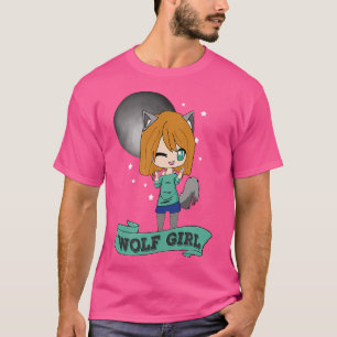 Kawaii Niedlich Wolf Girl Anime Chibi Full Moon Sh T-Shirt