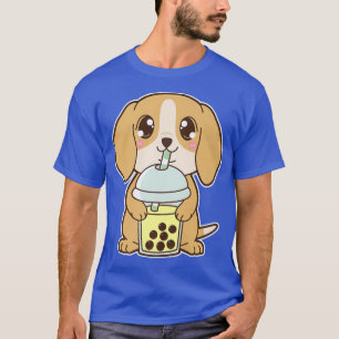 Kawaii Niedlich Zodiac Boba Dog Gelbe Blase Pearl T-Shirt