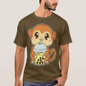 Kawaii Niedlich Zodiac Boba Monkey Banana Bubble T T-Shirt (Vorderseite)