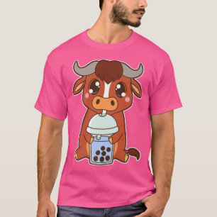 Kawaii Niedlich Zodiac Boba Ox Blauer Perlmilch T-Shirt