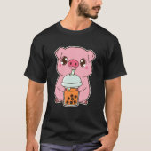 Kawaii Niedlich Zodiac Boba Pig Thai Iced Blubble  T-Shirt (Vorderseite)