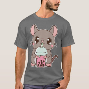 Kawaii Niedlich Zodiac Boba Rat Strawberry Rose Bl T-Shirt