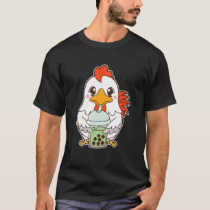 Kawaii Niedlich Zodiac Boba Rooster Matcha Green B T-Shirt