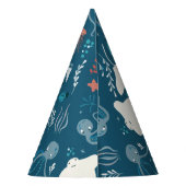 Kawaii Niedliche Blauwale und Meeresleben. Partyhütchen (Rückseite)