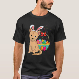 Kawaii Niedliche Katze Bunny Rabbit isst Ei Happy T-Shirt