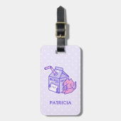 Kawaii Niedliche Katze mit Milchkasten Cartoon Gepäckanhänger (Vorderseite vertikal)