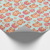Kawaii Niedliche Katzen Cupcakes Pink und Blau Mus Geschenkpapier (Ecke)