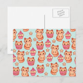 Kawaii Niedliche Katzen Cupcakes Pink und Blau Mus Postkarte (Vorne/Hinten)