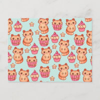 Kawaii Niedliche Katzen Cupcakes Pink und Blau Mus