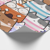 Kawaii Niedliche Katzen Nahtloses Muster Geschenkpapier (Ecke)