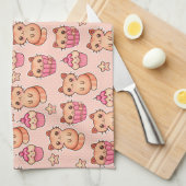 Kawaii Niedliche Katzen und Cupcakes rosa Muster Geschirrtuch (Viertel Falte)