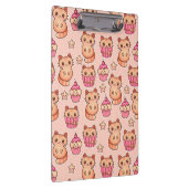 Kawaii Niedliche Katzen und Cupcakes rosa Muster Klemmbrett (Rechts)