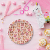 Kawaii Niedliche Katzen und Cupcakes rosa Muster Pappteller (Party)
