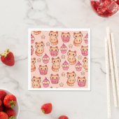 Kawaii Niedliche Katzen und Cupcakes rosa Muster Serviette (Beispiel)