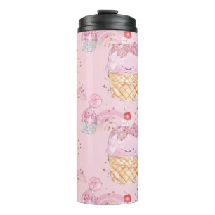 Kawaii Niedliche Kuchen mit Kirschen - Pastel Lila Thermosbecher