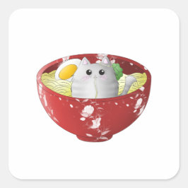 Kawaii niedliche lustige japanische Anime-Katze im Quadratischer Aufkleber