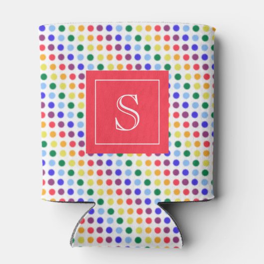 Kawaii Niedliche Regenbogendots Monogramm Dosenkühler (Rückseite)