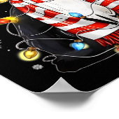 Kawaii Niedliche schwarze Katze Santa hat sich im Poster (Ecke)