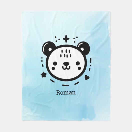 Kawaii niedlicher Bärenrand - Kawaii Minimalistisc Fleecedecke (Vorderseite)