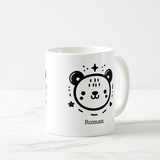 Kawaii niedlicher Bärenrand - Kawaii Minimalistisc Kaffeetasse (VorderseiteRechts)