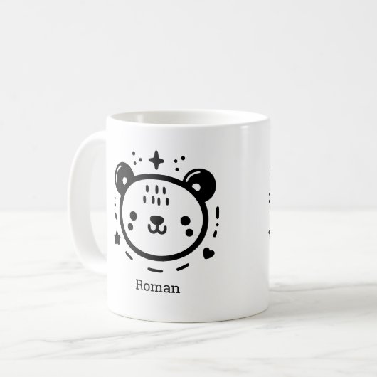 Kawaii niedlicher Bärenrand - Kawaii Minimalistisc Kaffeetasse (Vorderseite Links)