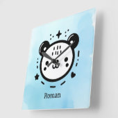 Kawaii niedlicher Bärenrand - Kawaii Minimalistisc Quadratische Wanduhr (Winkel)