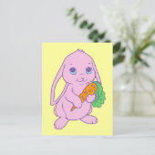 Kawaii Niedlicher Cartoon Bunny Rabbit Carrot Postkarte (Stehend Vorderseite)