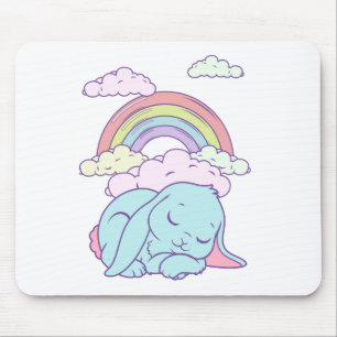 Kawaii Niedlicher Cartoon Bunny Rabbit Rainbow Mousepad
