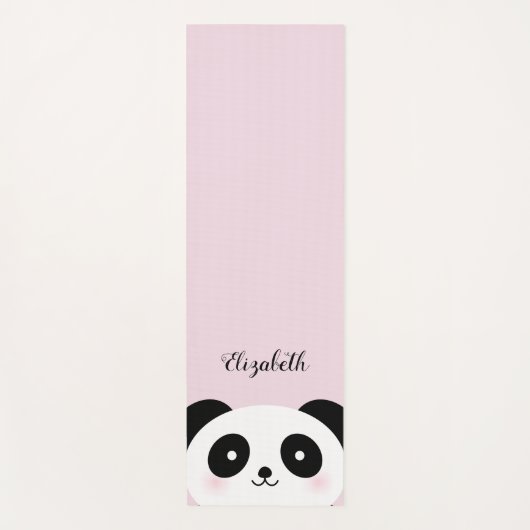 Kawaii Niedlicher Cartoon Panda Bear auf rosa Indi Yogamatte (Vorderseite)