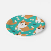 Kawaii niedlicher Corgihundeeinfaches Pappteller (Schrägansicht)