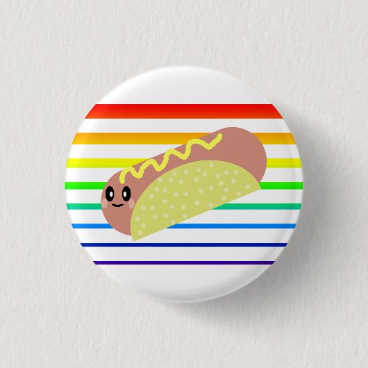 Kawaii Niedlicher HotDog Regenbogen Streifen Butto Button (Vorderseite)