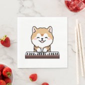 Kawaii Niedlicher Hund Klavierspielen Keyboard Serviette (Beispiel)