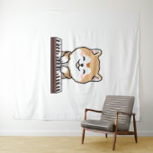 Kawaii Niedlicher Hund Klavierspielen Keyboard Wandteppich (Beispiel (Horizontal))