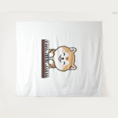 Kawaii Niedlicher Hund Klavierspielen Keyboard Wandteppich (Vorderseite (Horizontal))