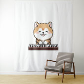 Kawaii Niedlicher Hund Klavierspielen Keyboard Wandteppich (Beispiel)