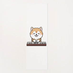 Kawaii Niedlicher Hund Klavierspielen Keyboard Yogamatte