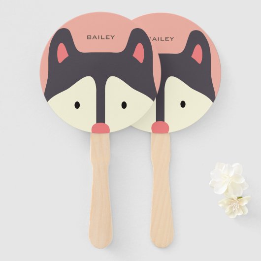 Kawaii Niedlicher kleiner Welpenhund. Husky. Fächer (Vorne und Hinten)