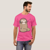 Kawaii Niedlicher Sloth Musik hören T-Shirt (Vorne ganz)